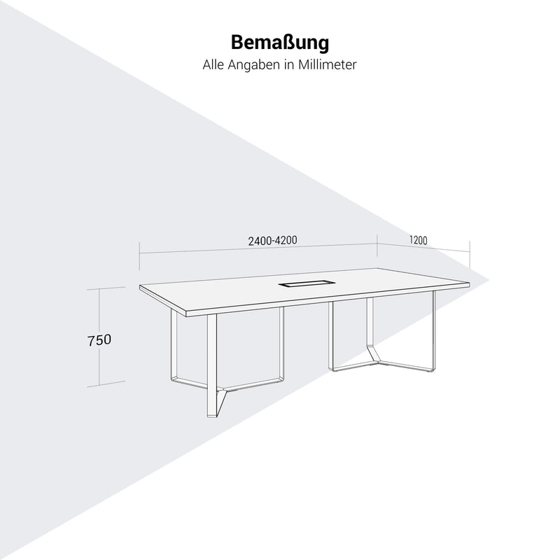 PLANA Konferenztisch | 2400-4200 x 750 mm (8-14 Personen) - 6 Main Image