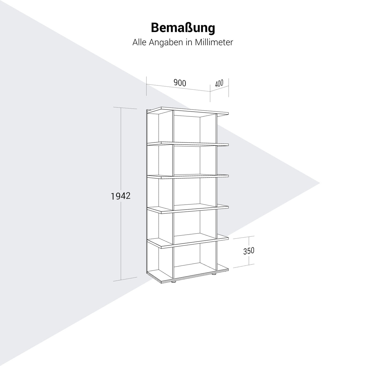 PLANA Regalschrank | 5OH, 900 x 1942 mm