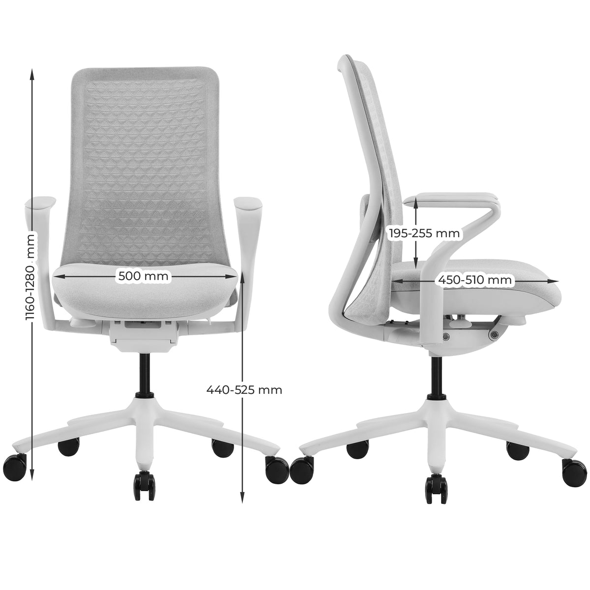 POLY Bürodrehstuhl | Premium-Drehstuhl, atmungsaktiver 3D-Knit-Bezug, Lordosenstütze, Coral