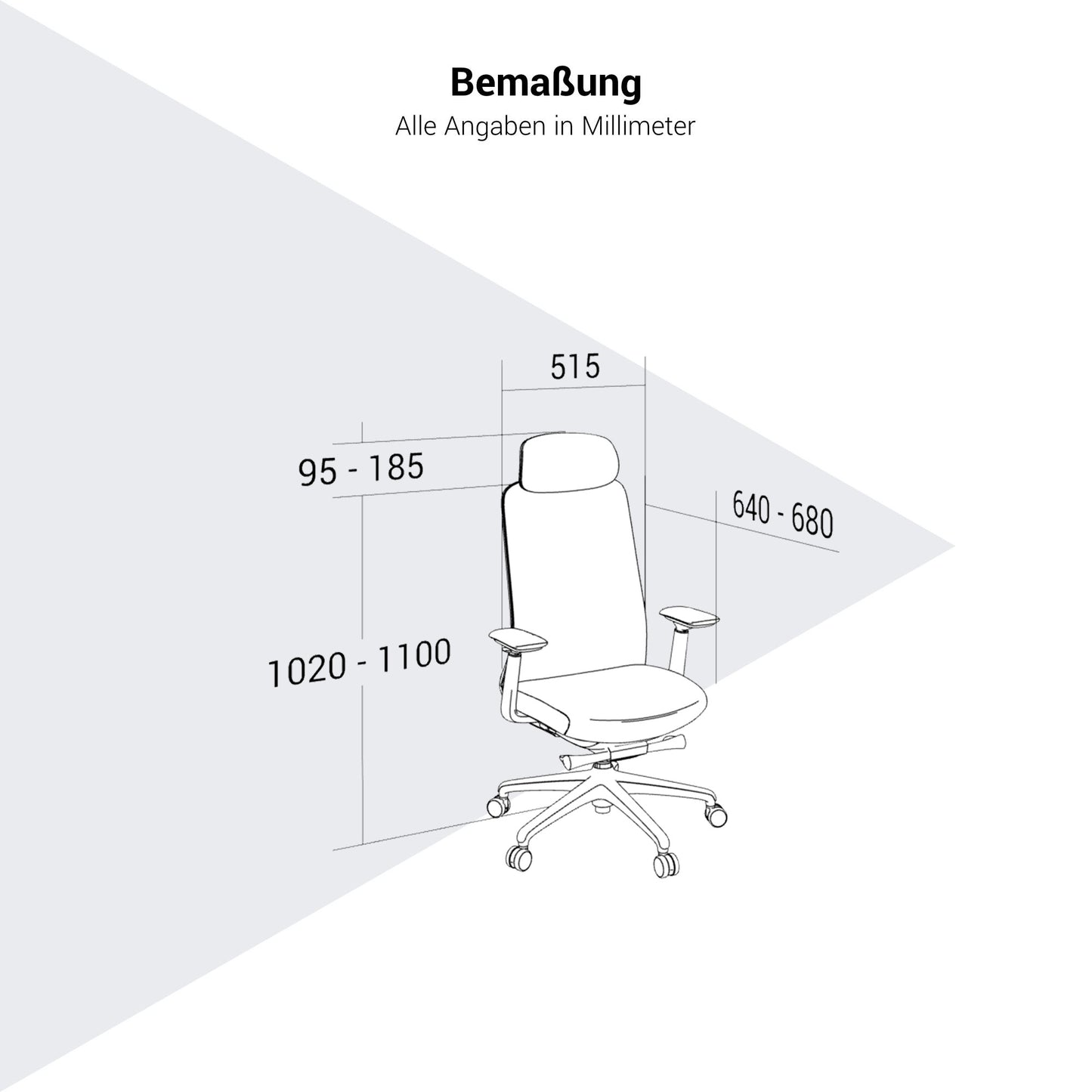 SMART ADJUST Bürodrehstuhl | Synchronmechanik, 4D-Armlehnen, Kopfstütze optional, Grau