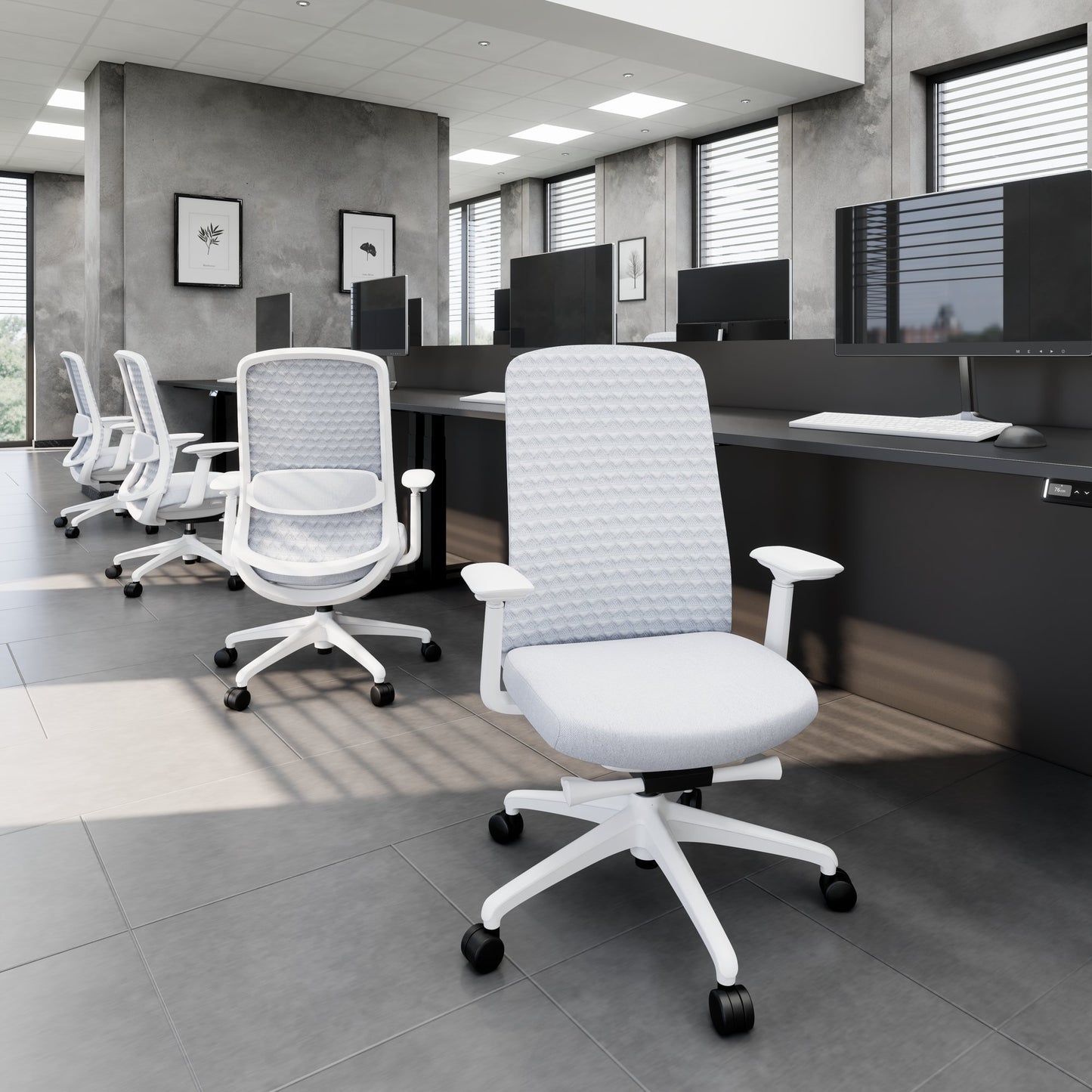 Smart Regola sedia oscillante per ufficio | Meccanica sincrona, braccioli 4D, poggiatesta opzionale, grigio