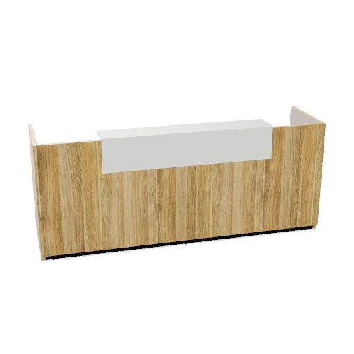 Comptoir d'accueil PRIMA | 2600 x 1100 mm, passages de câbles intégrés, éclairage LED en option