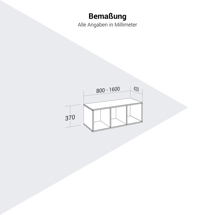 PRO Scaffale di configurazione | 1 OH, 800 - 1600 x 370 mm, corpus incollato, nero