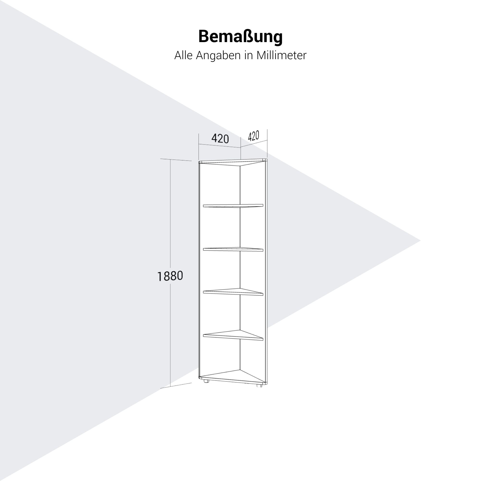 PRO Étagère d'angle | 5 oh, 420 x 1880 mm