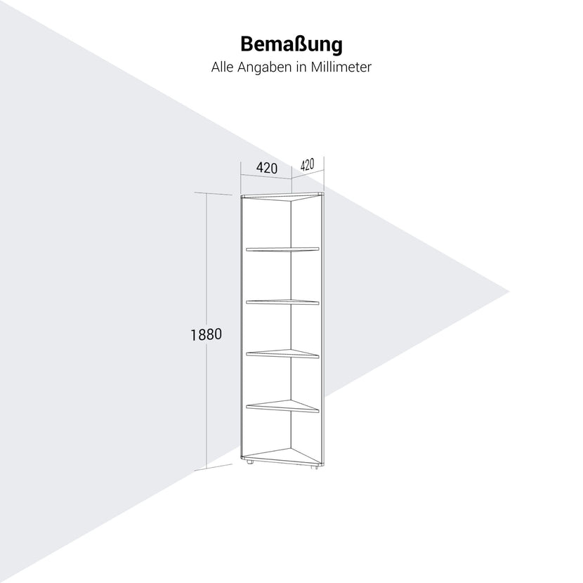 PRO Étagère d'angle | 5 oh, 420 x 1880 mm