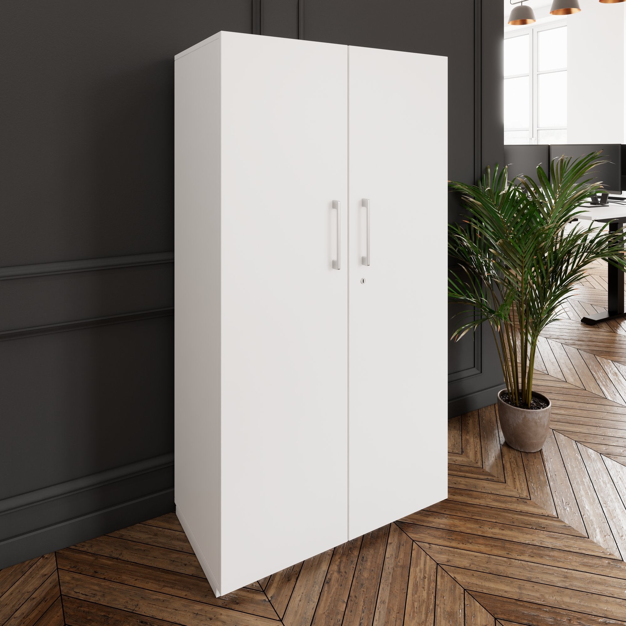 PRO Flügeltürenschrank | 4 OH, 800 - 1200 x 1510 mm, Soft-Close, Weiß