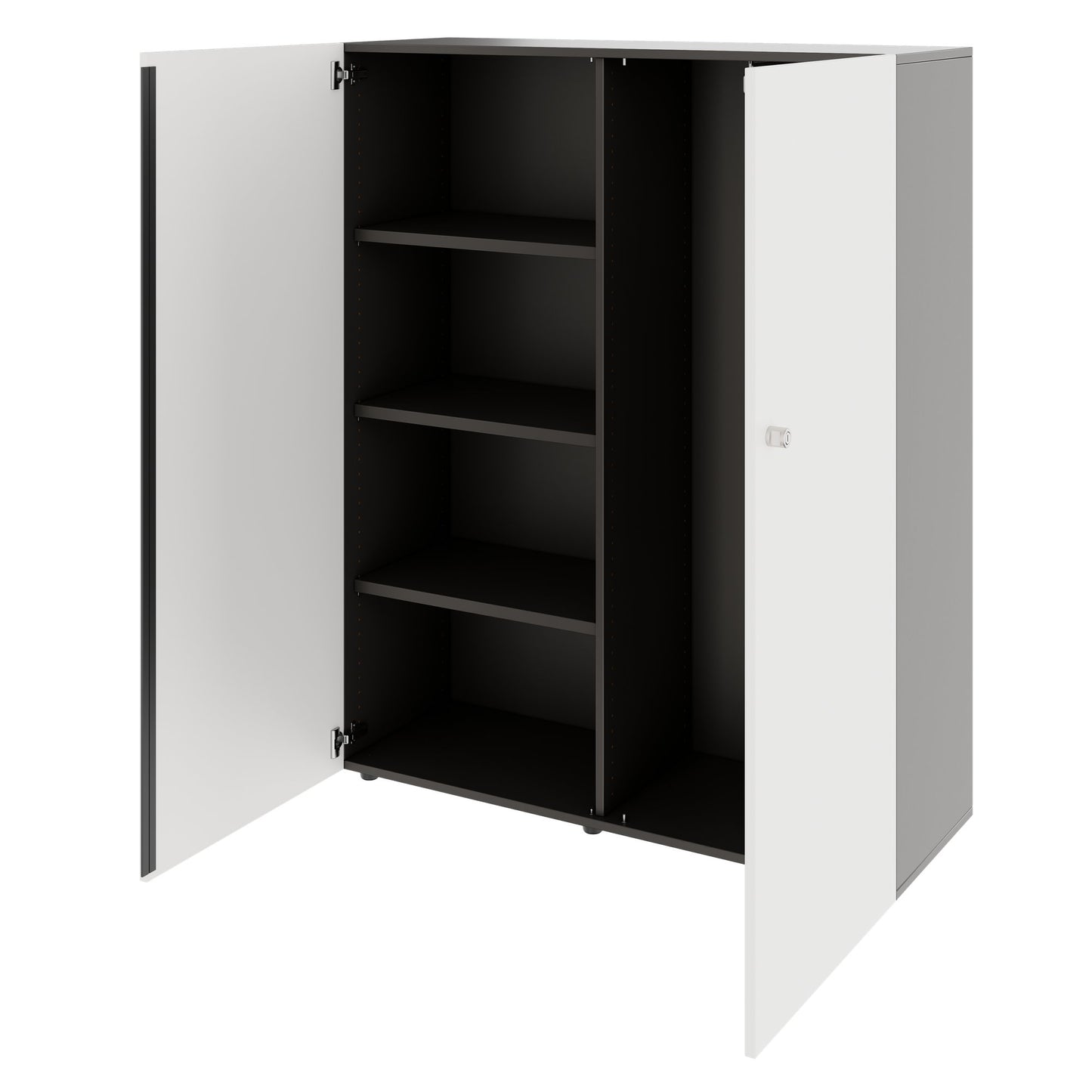 PRO Garderobenschrank | 4 OH, 1200 x 1510 mm, mit Regal, Soft-Close, Graphit / Weiss