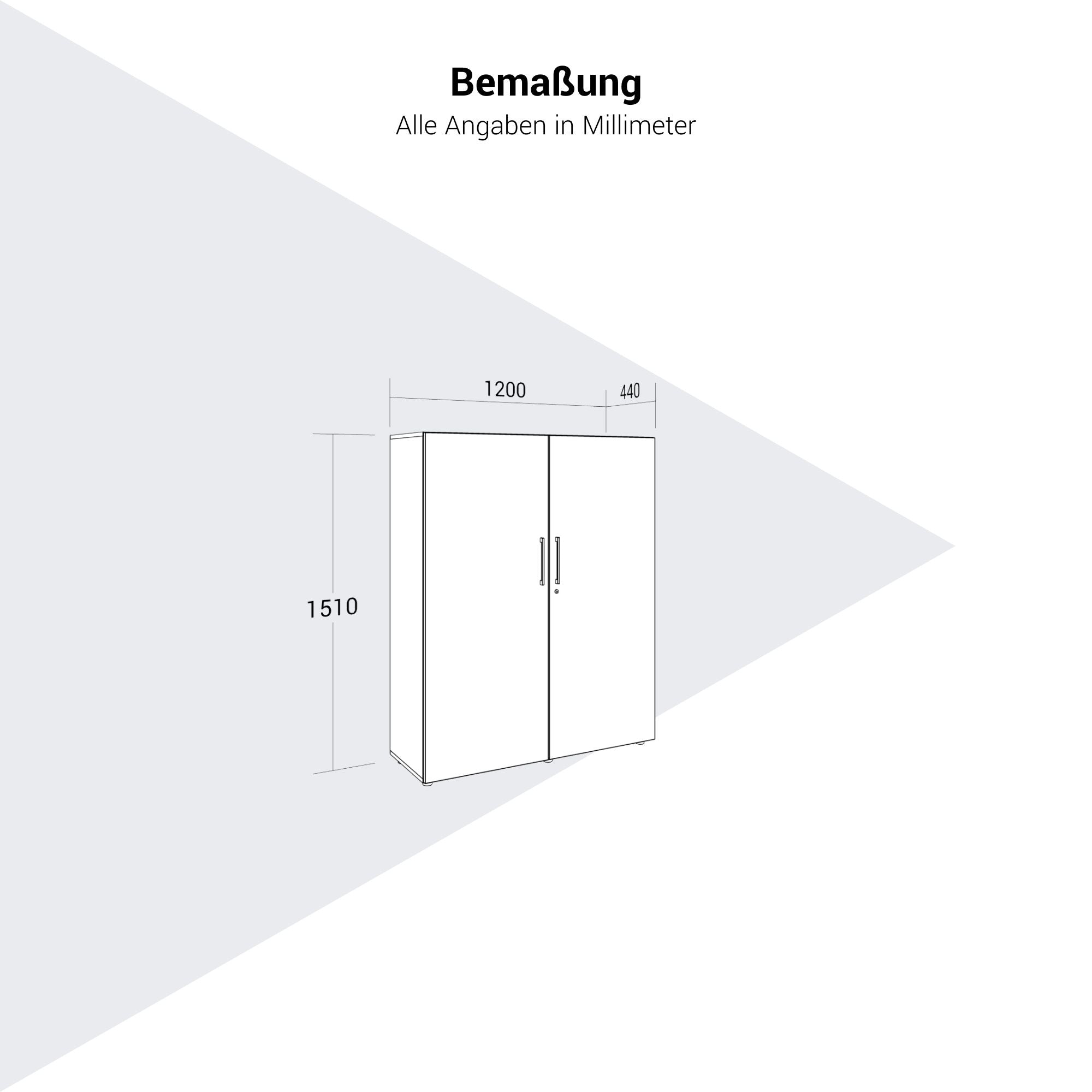 PRO Gabinetto di Cloakroom | 4 OH, 1200 x 1510 mm, con scaffale, chiusura morbida, grafite / bianco