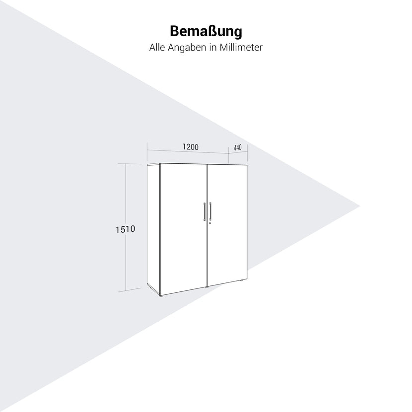 PRO Gabinetto di Cloakroom | 4 OH, 1200 x 1510 mm, con scaffale, chiusura morbida, grafite / bianco
