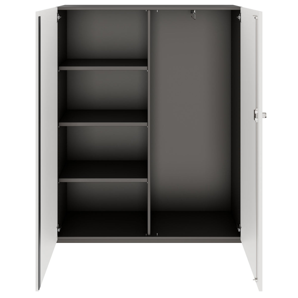 PRO Gabinetto di Cloakroom | 4 OH, 1200 x 1510 mm, con scaffale, chiusura morbida, grafite / bianco - 3 Lightbox Main Image