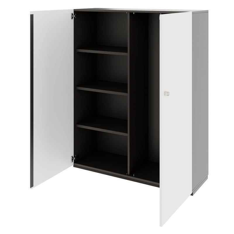 PRO Gabinetto di Cloakroom | 4 OH, 1200 x 1510 mm, con scaffale, chiusura morbida, grafite / bianco - 4 Main Image