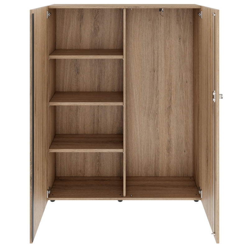 PRO Wardrobe cabinet | 4 OH, 1200 x 1510 mm, with shelf, soft-close, natural oak  - 3 Main Image