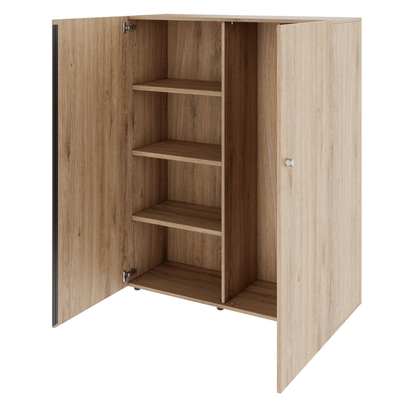 PRO Wardrobe cabinet | 4 OH, 1200 x 1510 mm, with shelf, soft-close, natural oak  - 4 Main Image