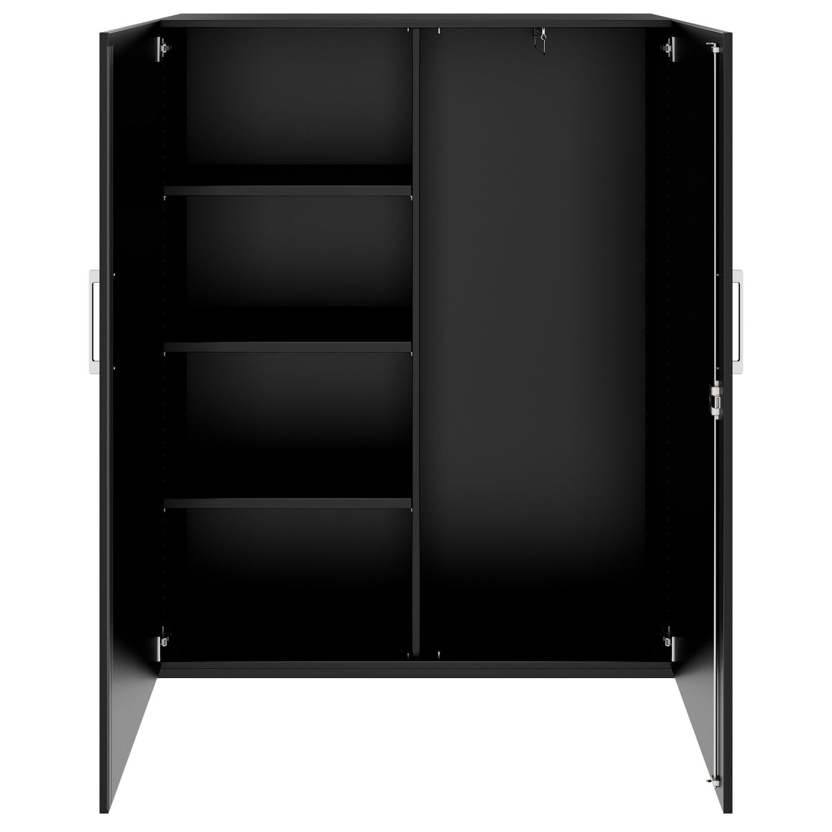 PRO Garderobenschrank | 4 OH, 1200 x 1510 mm, mit Regal, Soft-Close, Schwarz - 3 Lightbox Main Image