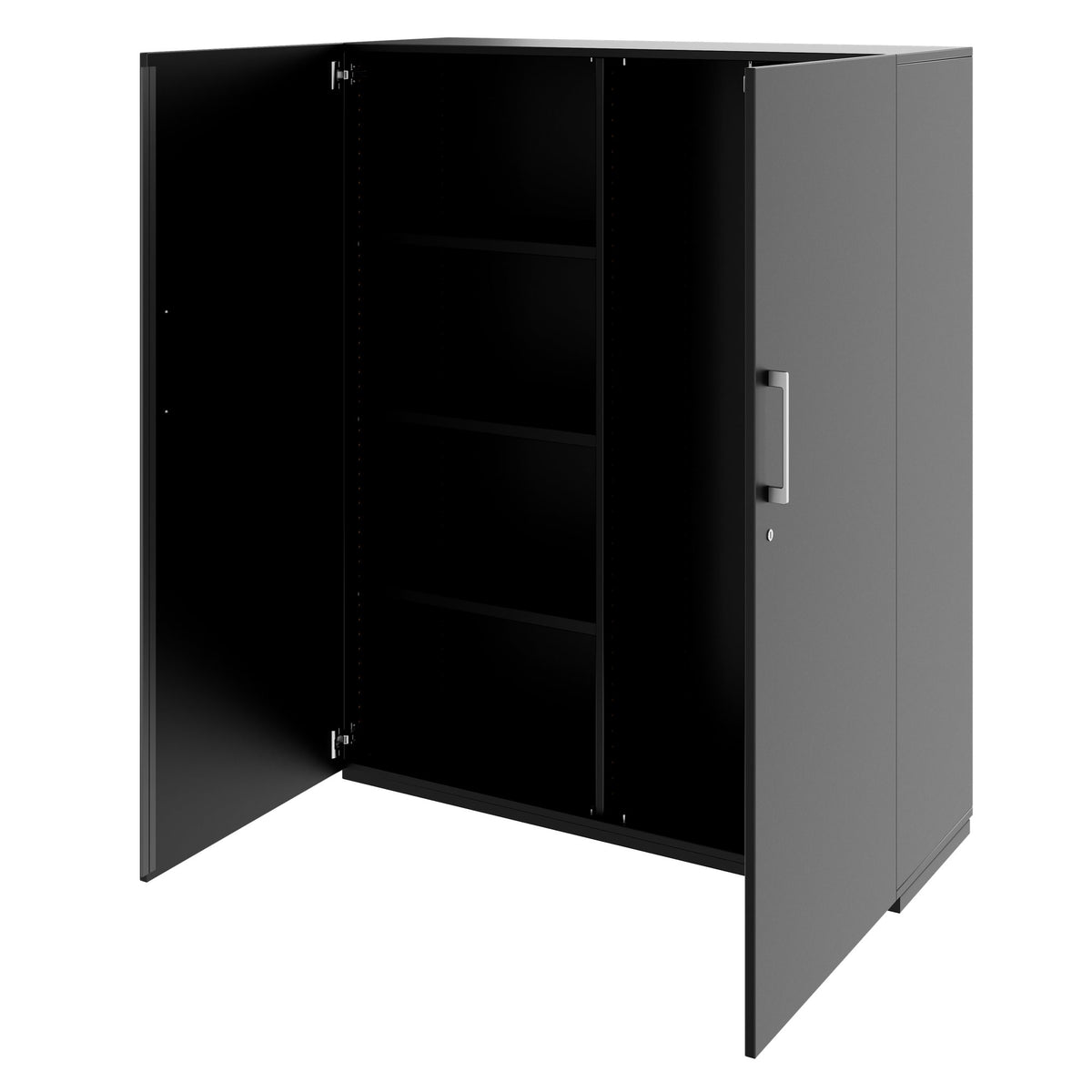 PRO Garderobenschrank | 4 OH, 1200 x 1510 mm, mit Regal, Soft-Close, Schwarz - 4 Lightbox Main Image