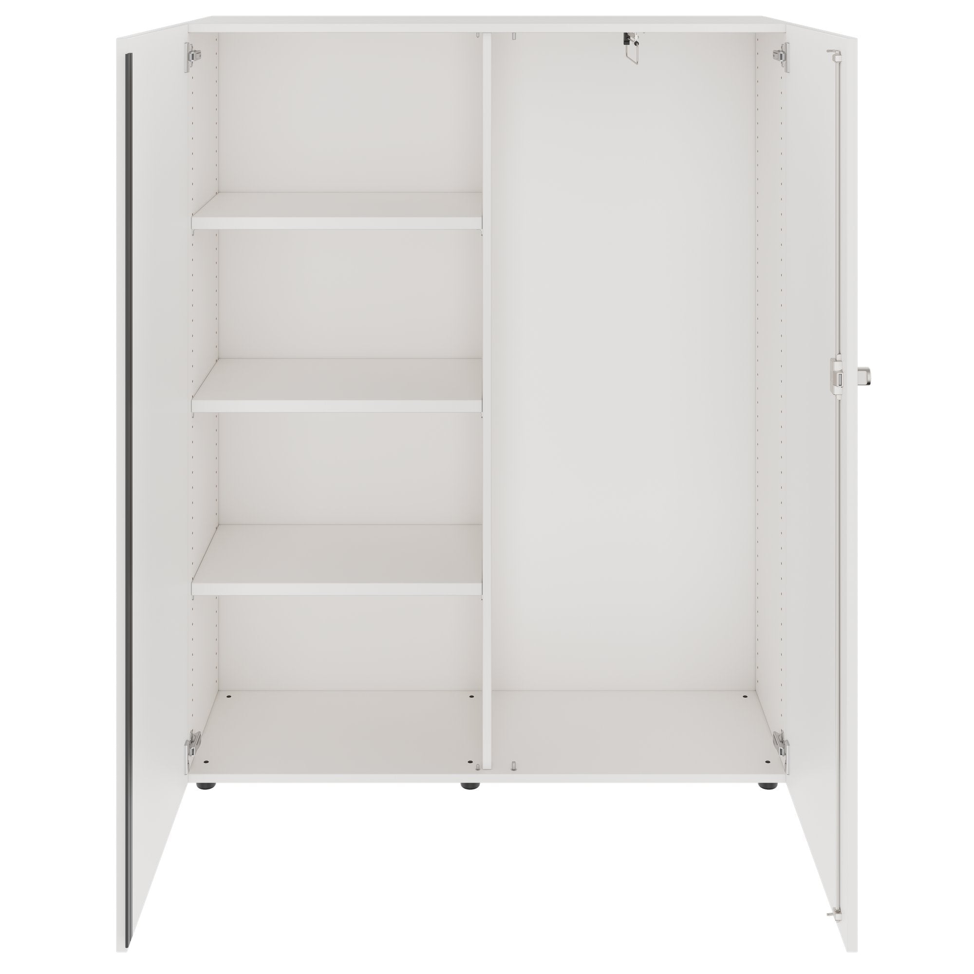 PRO Gabinetto di Cloakroom | 4 OH, 1200 x 1510 mm, con scaffale, chiusura morbida, bianco