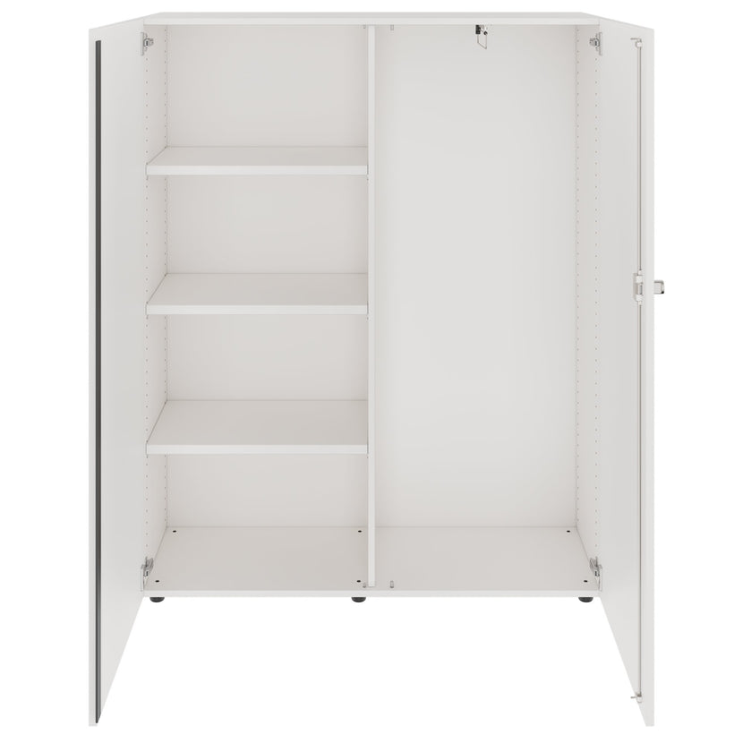 PRO Gabinetto di Cloakroom | 4 OH, 1200 x 1510 mm, con scaffale, chiusura morbida, bianco