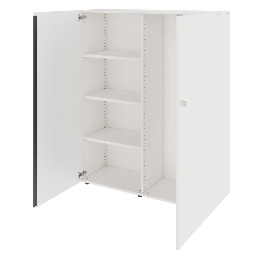 PRO Gabinetto di Cloakroom | 4 OH, 1200 x 1510 mm, con scaffale, chiusura morbida, bianco