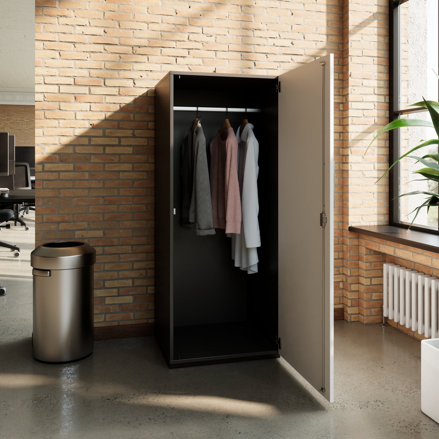 PRO Armoire de vestiaire | 4 oh, 400 - 600 x 1510 mm, soft -close, graphite / blanc