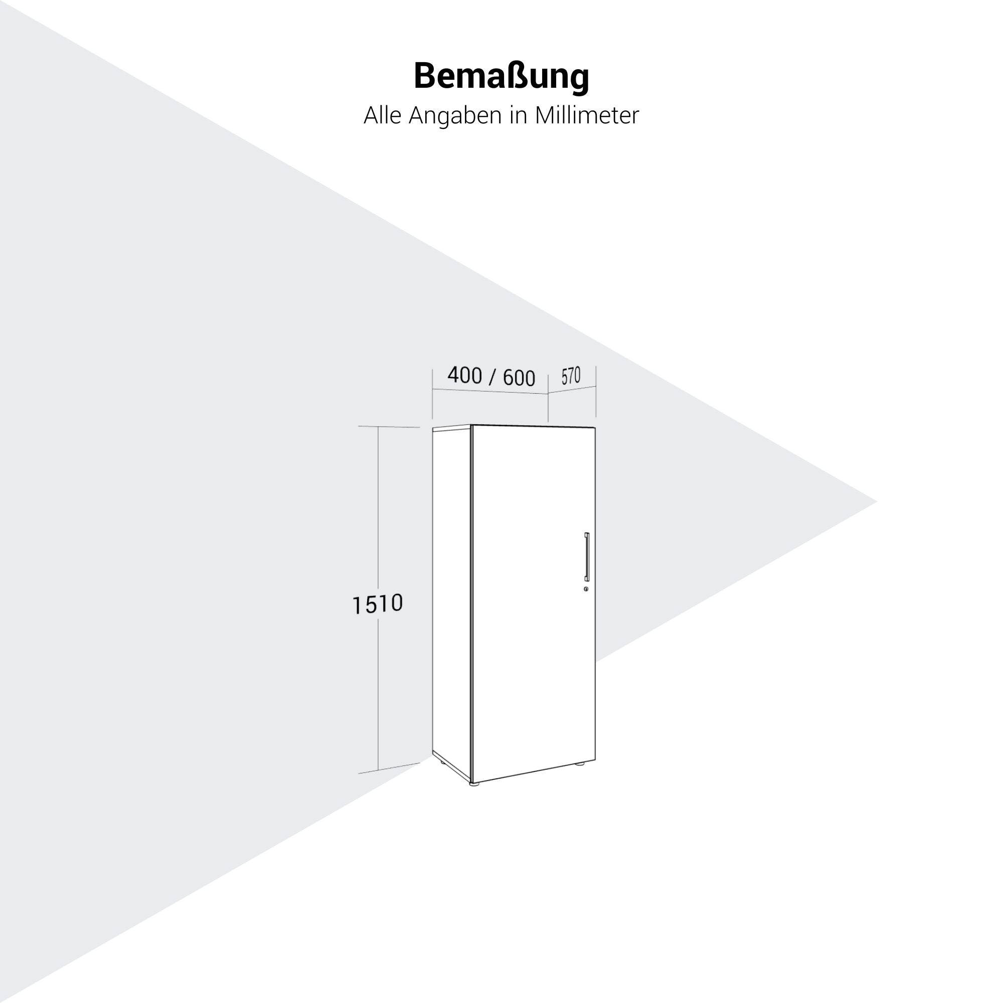 PRO Gabinetto di Cloakroom | 4 OH, 400 - 600 x 1510 mm, morbido, grigio