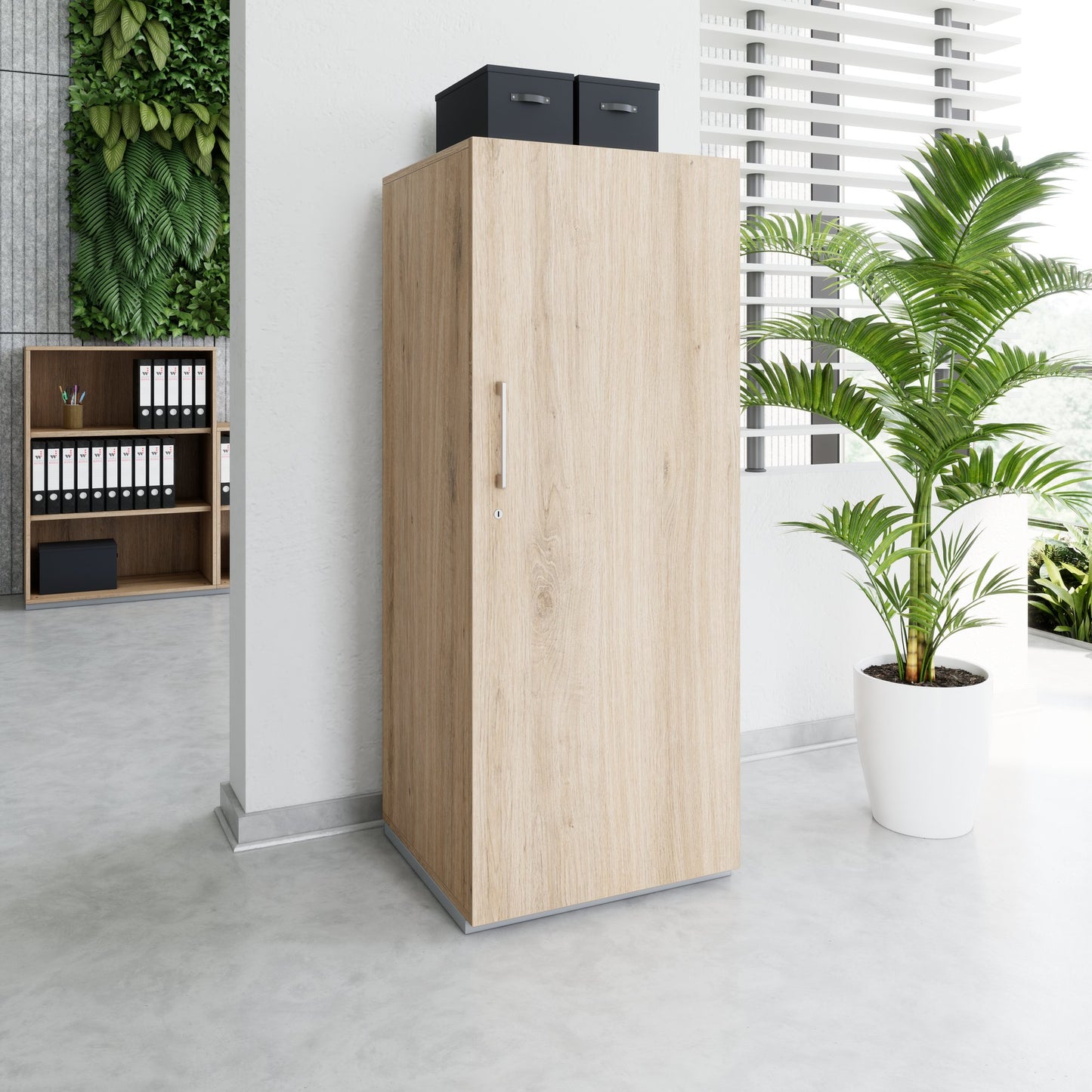 PRO Armoire de vestiaire | 4 oh, 400 - 600 x 1510 mm, en chêne naturel et en chêne naturel