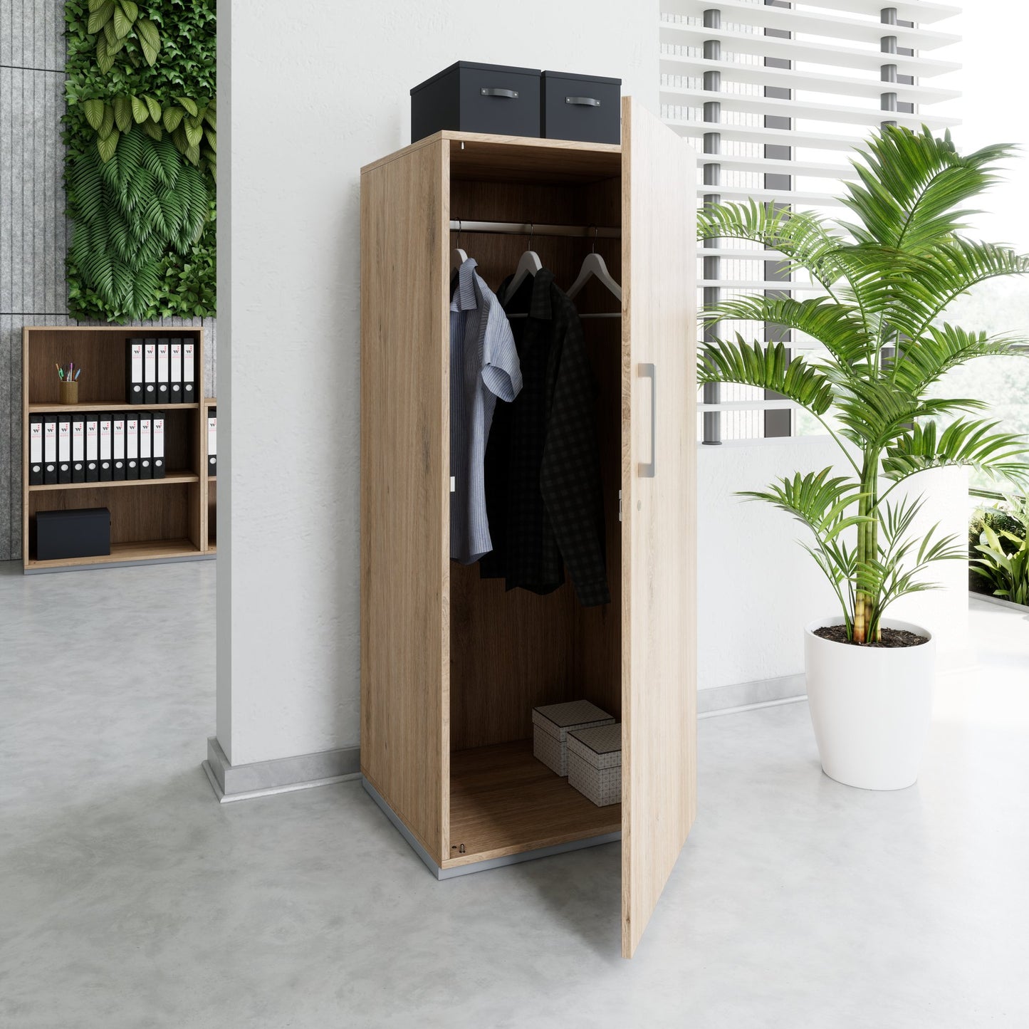 PRO Armoire de vestiaire | 4 oh, 400 - 600 x 1510 mm, en chêne naturel et en chêne naturel