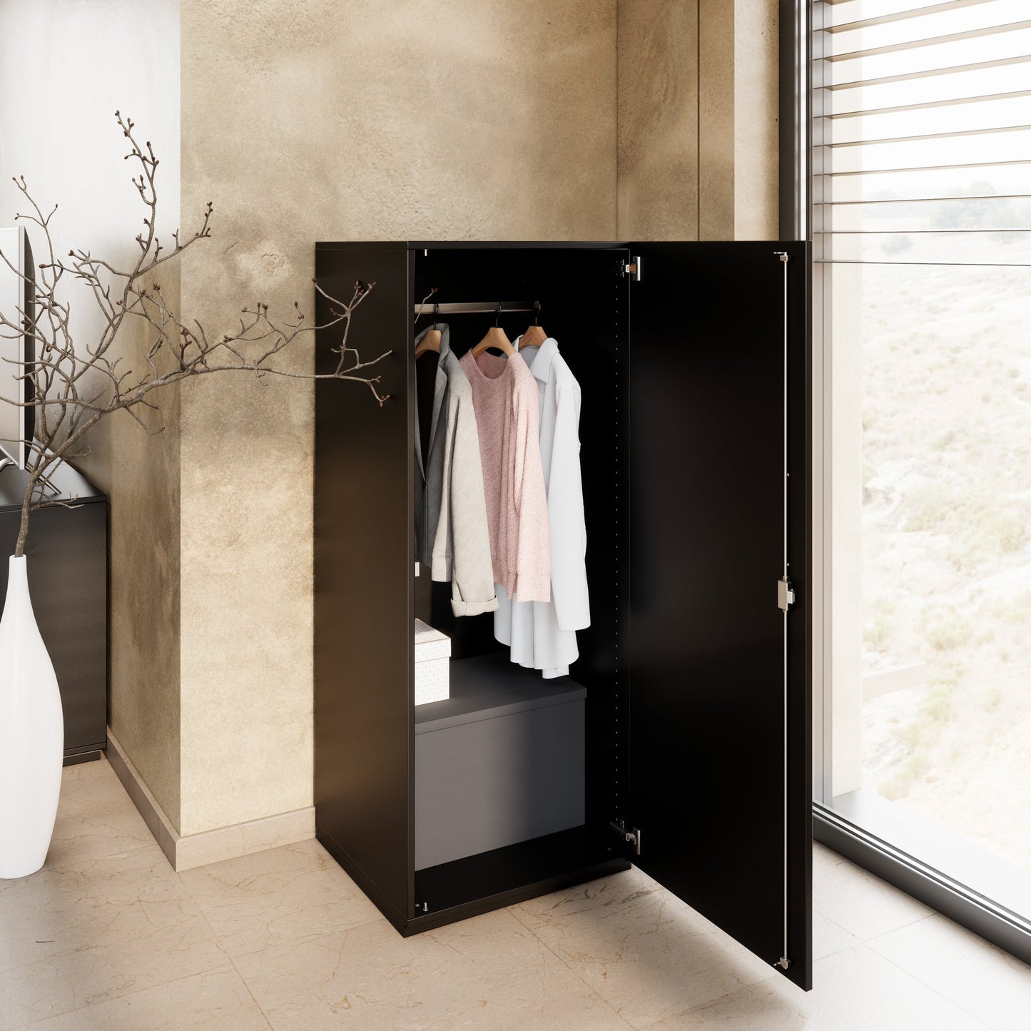 PRO Armoire de vestiaire | 4 oh, 400 - 600 x 1510 mm, Soft -Close, noir