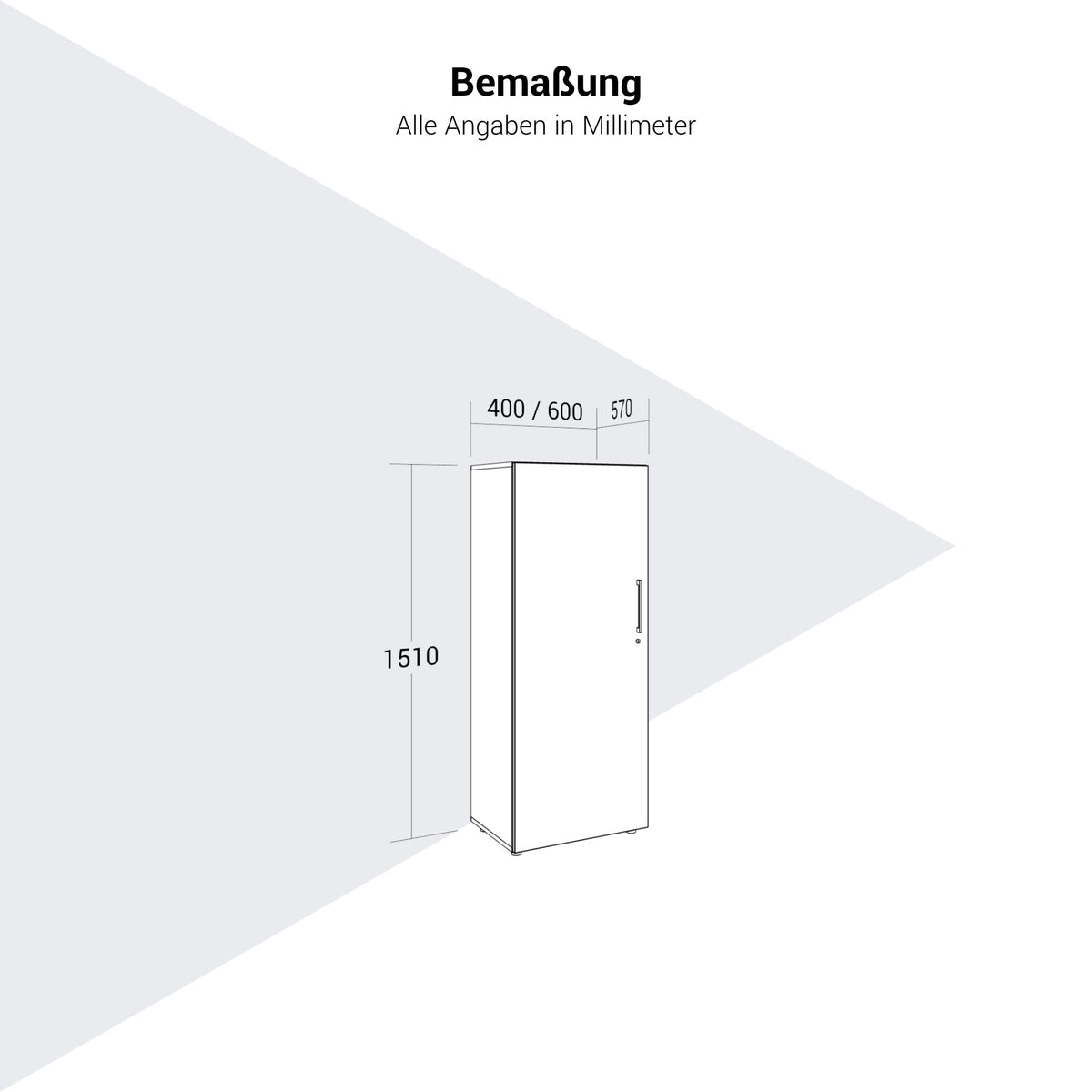 PRO Garderobenschrank | 4 OH, 400 - 600 x 1510 mm, Soft-Close, Schwarz - 13 Lightbox Main Image