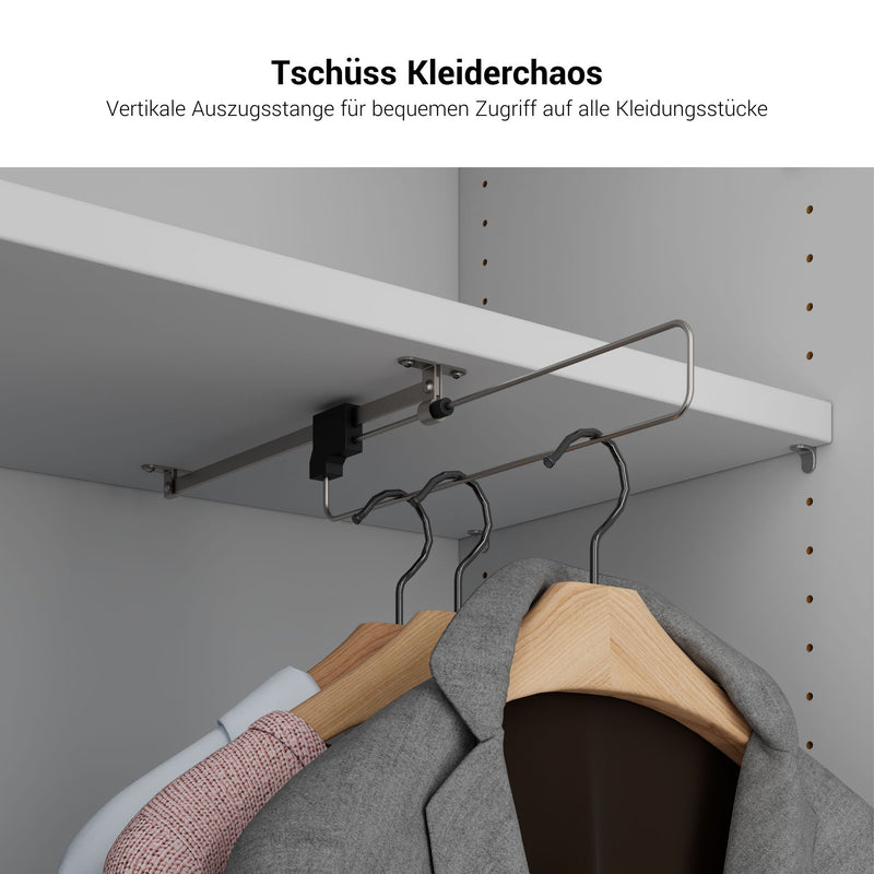 PRO Garderobenschrank | 4 OH, 800 - 1000 x 1510 mm, Soft-Close, Graphit / Weiß - 10 Main Image