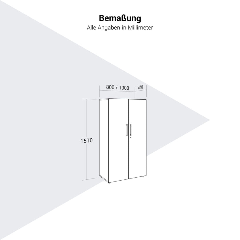 PRO Garderobenschrank | 4 OH, 800 - 1000 x 1510 mm, Soft-Close, Graphit / Weiß - 13 Main Image