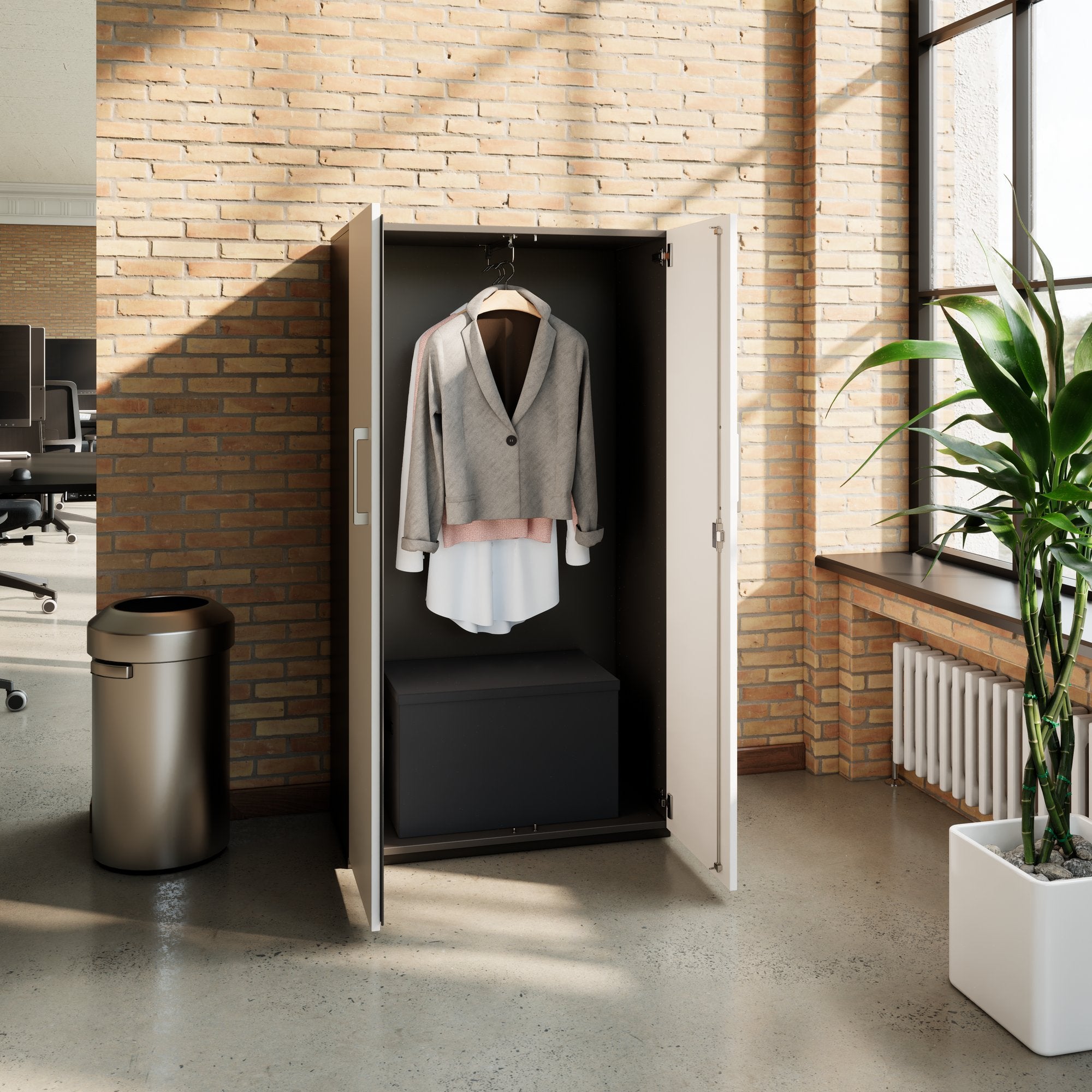 PRO Gabinetto di Cloakroom | 4 OH, 800 - 1000 x 1510 mm, morbido -close, grafite / bianco