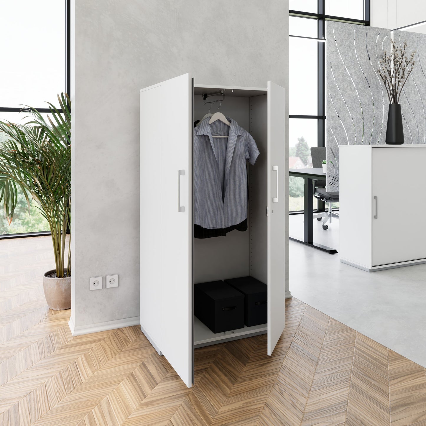 PRO Gabinetto di Cloakroom | 4 OH, 800 - 1000 x 1510 mm, morbido, grigio