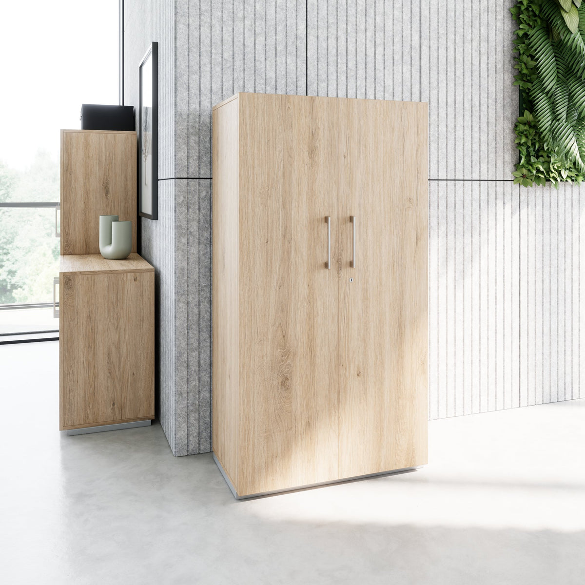 PRO Armoire vestiaire | 4 OH, 800 - 1000 x 1510 mm, fermeture douce, chêne nature  - 14 Lightbox Main Image