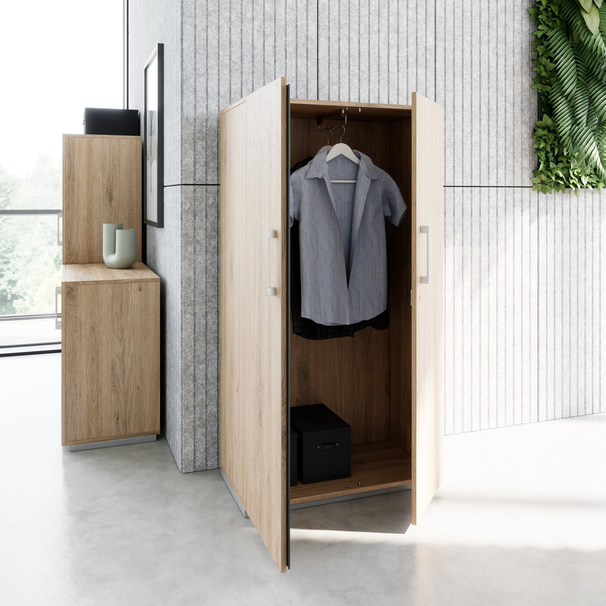 PRO Armoire vestiaire | 4 OH, 800 - 1000 x 1510 mm, fermeture douce, chêne nature  - 15 Lightbox Main Image