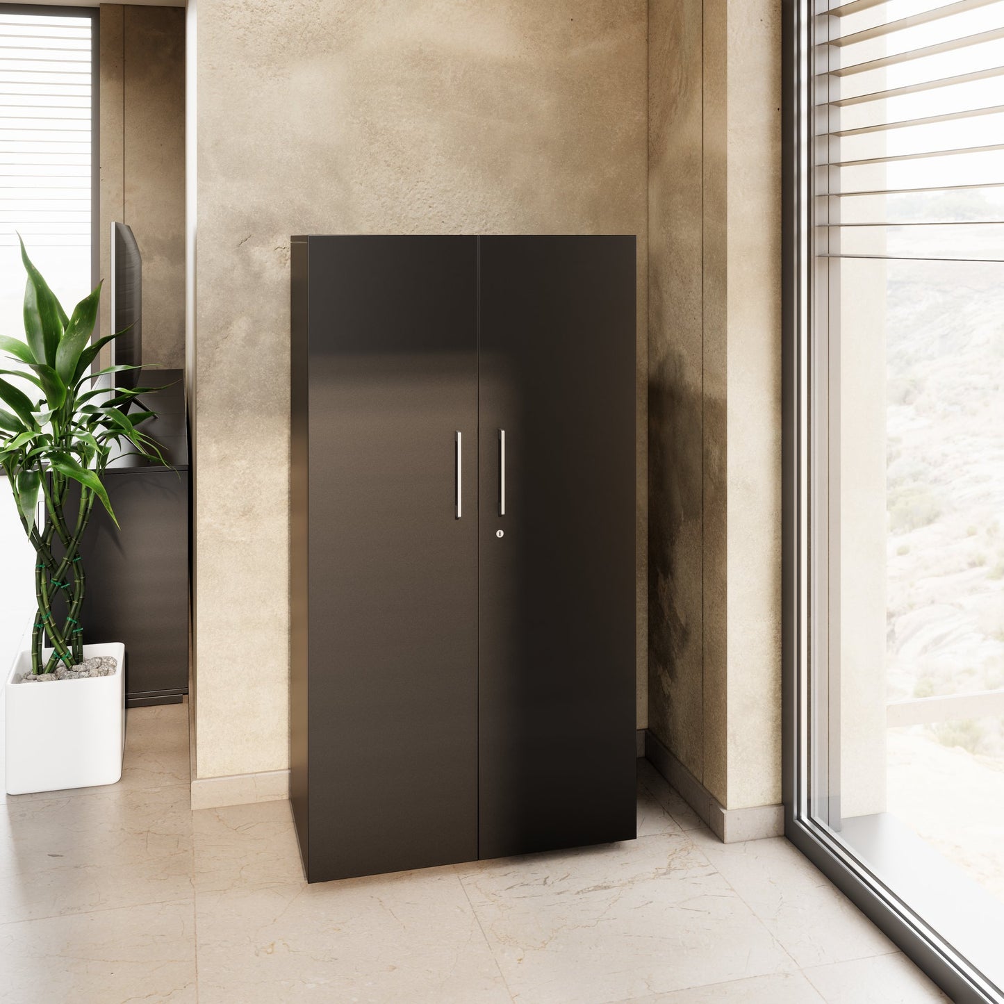 PRO Gabinetto di Cloakroom | 4 OH, 800 - 1000 x 1510 mm, morbido, nero