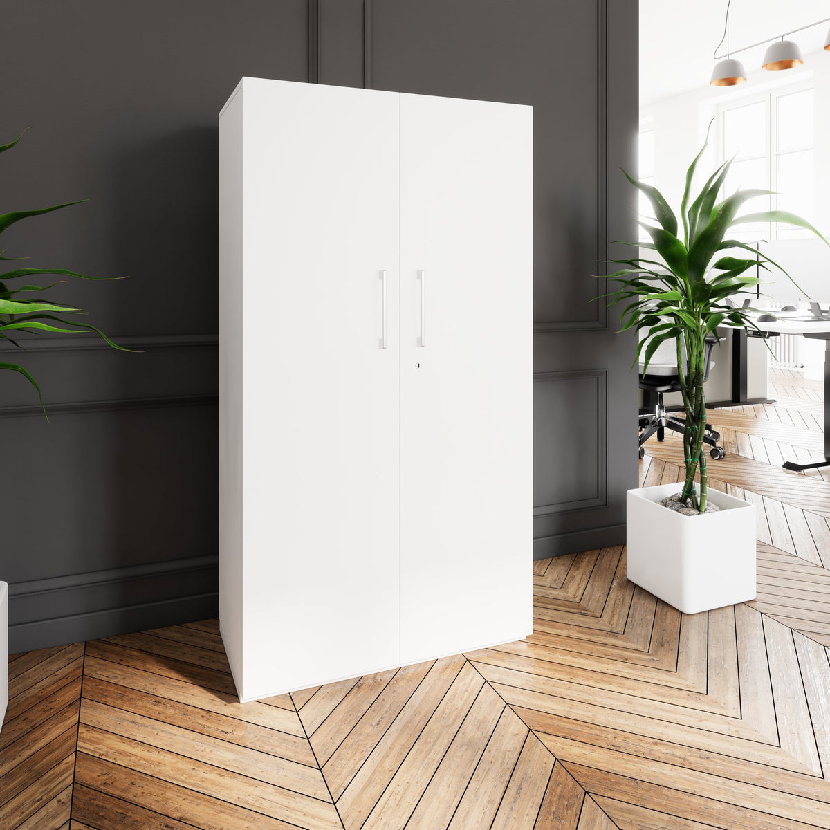 PRO Garderobenschrank | 4 OH, 800 - 1000 x 1510 mm, Soft-Close, Weiß - 3 Lightbox Main Image