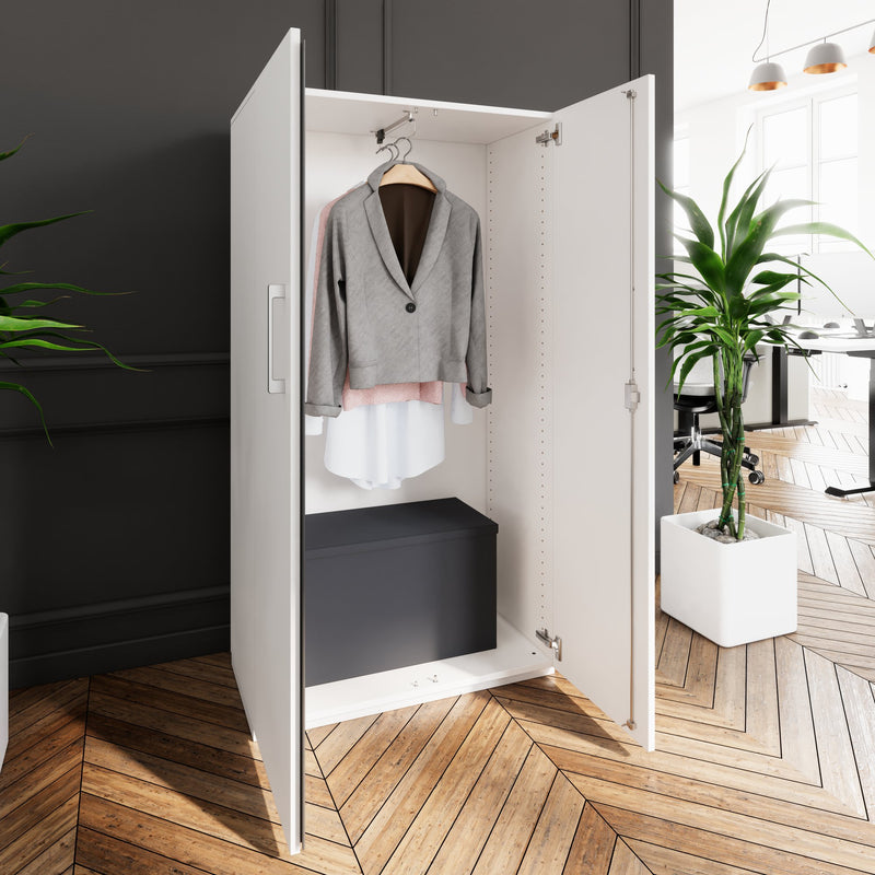 PRO Garderobenschrank | 4 OH, 800 - 1000 x 1510 mm, Soft-Close, Weiß - 4 Main Image