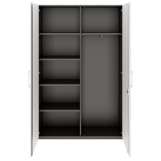 PRO Garderobenschrank | 5 OH, 1200 x 1880 mm, mit Regal, Soft-Close, Graphit / Weiss