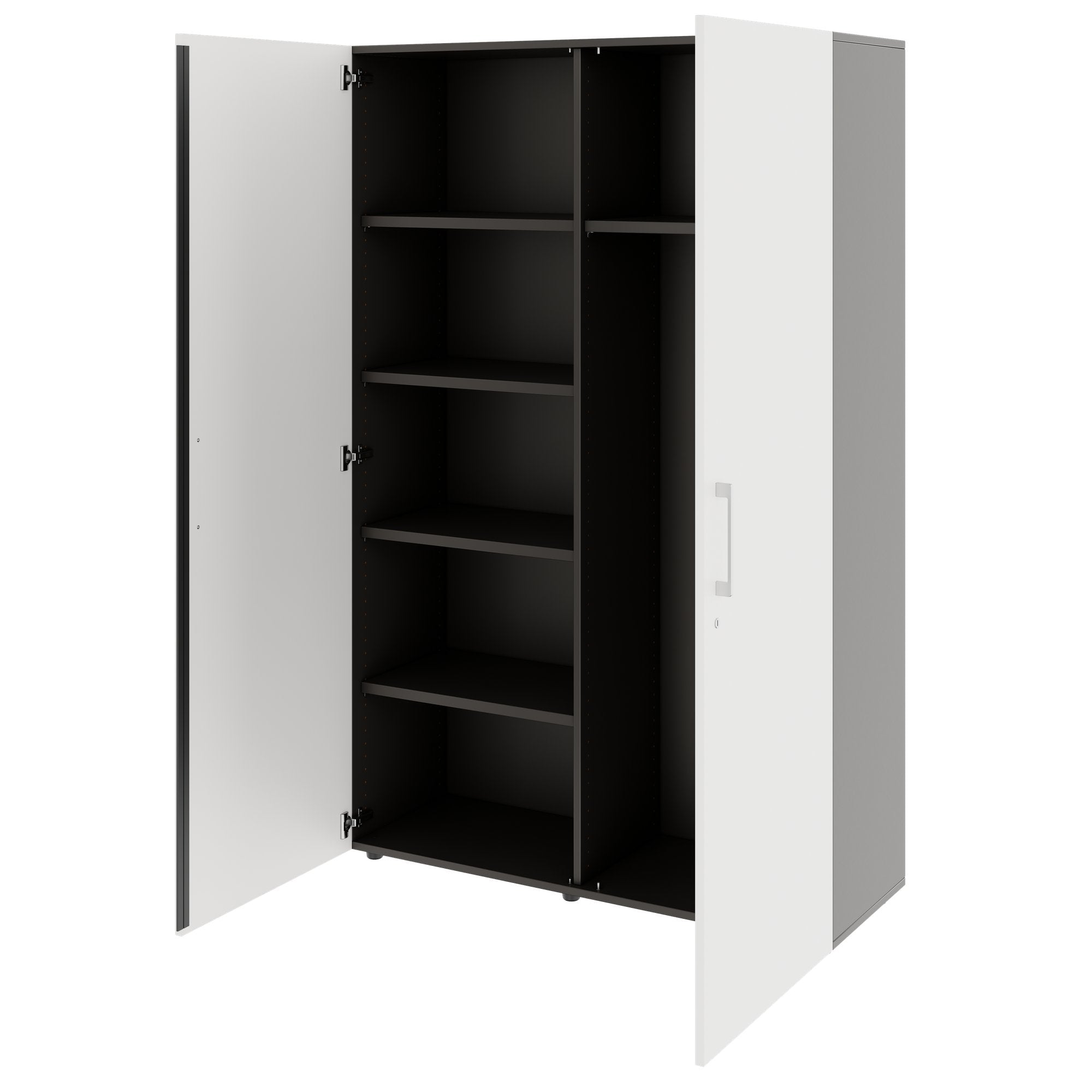 PRO Gabinetto di Cloakroom | 5 OH, 1200 x 1880 mm, con scaffale, morbido, grafite / bianco