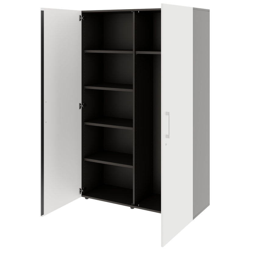 PRO Gabinetto di Cloakroom | 5 OH, 1200 x 1880 mm, con scaffale, morbido, grafite / bianco