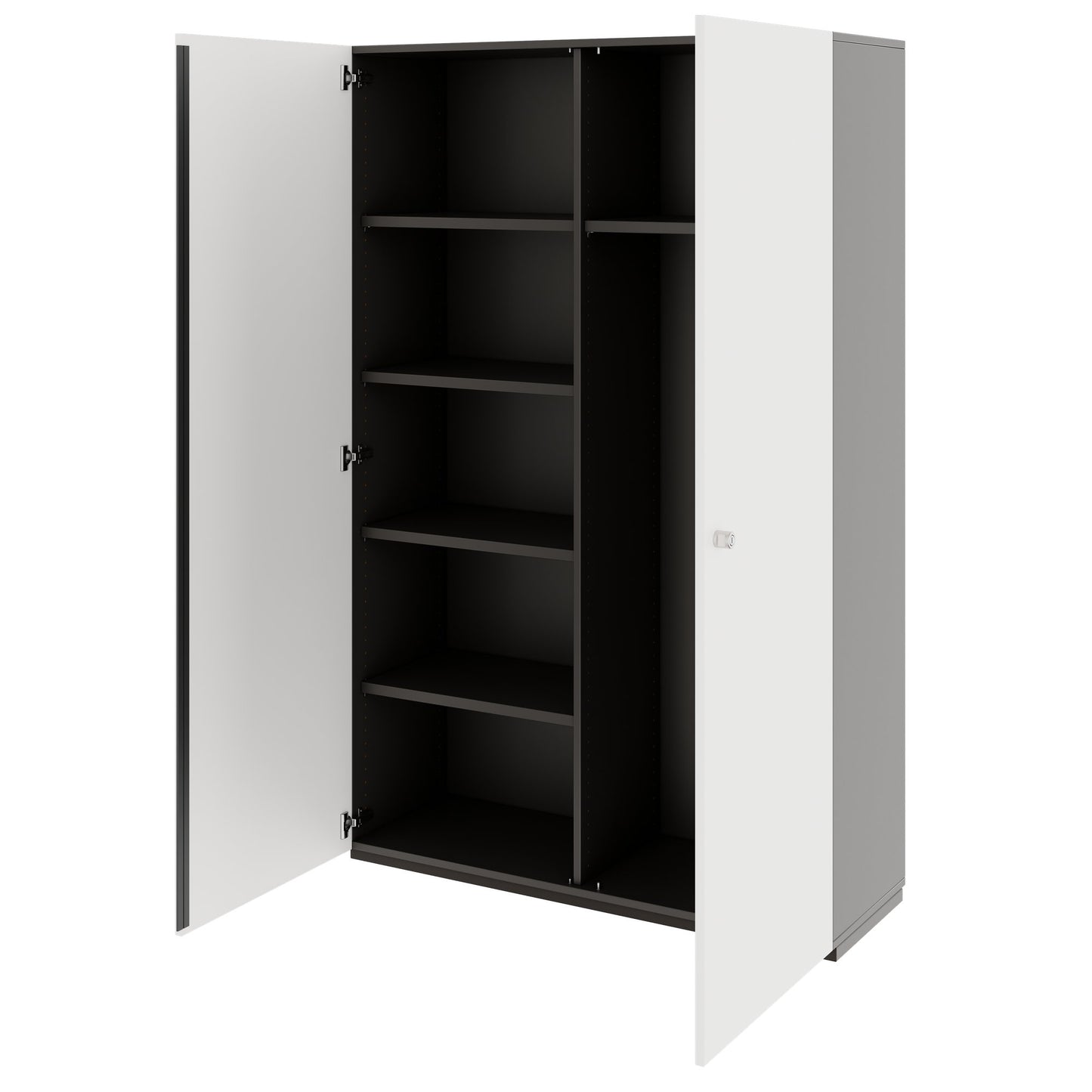 PRO Garderobenschrank | 5 OH, 1200 x 1880 mm, mit Regal, Soft-Close, Graphit / Weiss