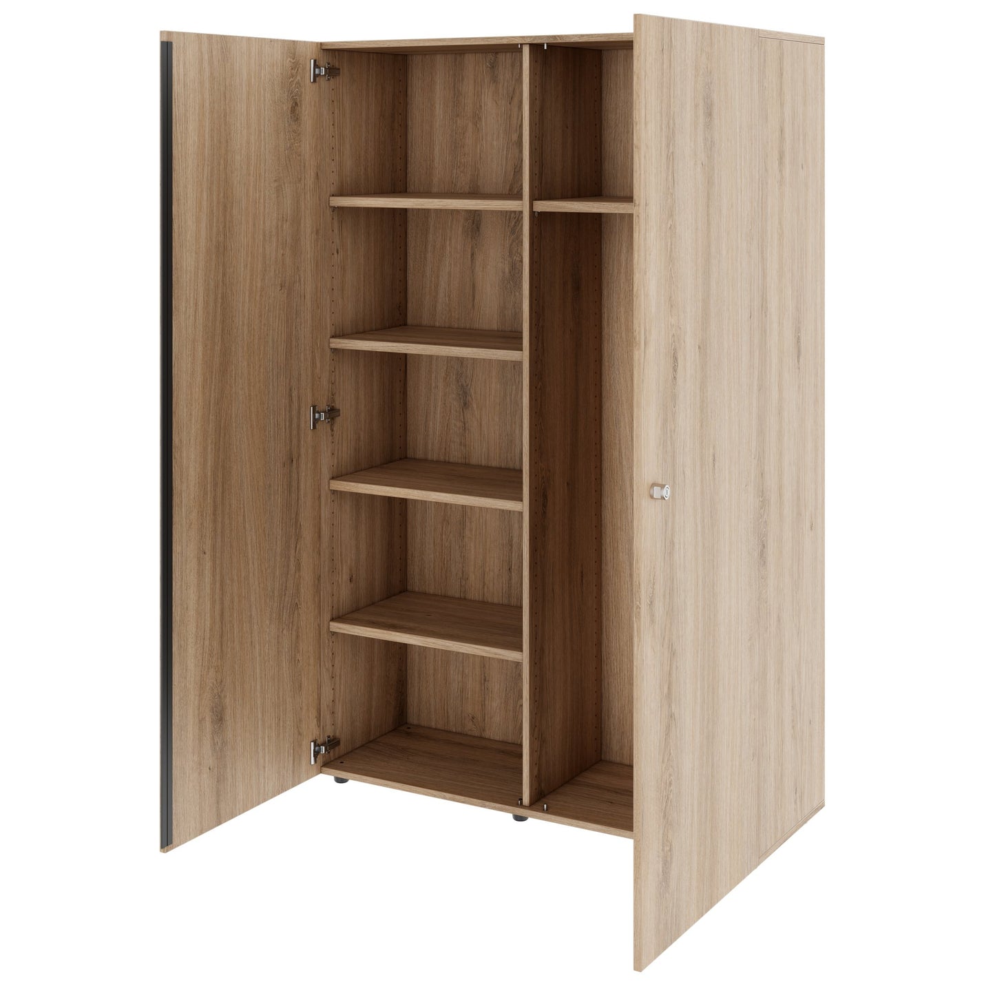 PRO Garderobenschrank | 5 OH, 1200 x 1880 mm, mit Regal, Soft-Close, Natureiche