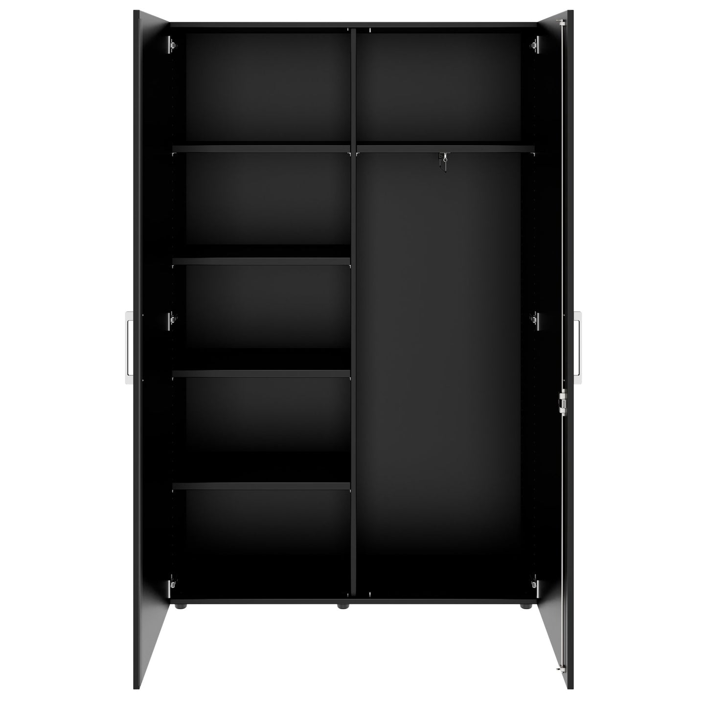 PRO Garderobenschrank | 5 OH, 1200 x 1880 mm, mit Regal, Soft-Close, Schwarz