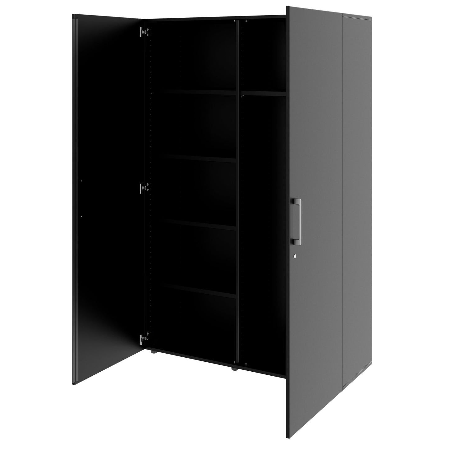 PRO Garderobenschrank | 5 OH, 1200 x 1880 mm, mit Regal, Soft-Close, Schwarz