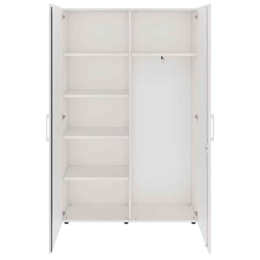 PRO Gabinetto di Cloakroom | 5 OH, 1200 x 1880 mm, con scaffale, morbido, bianco