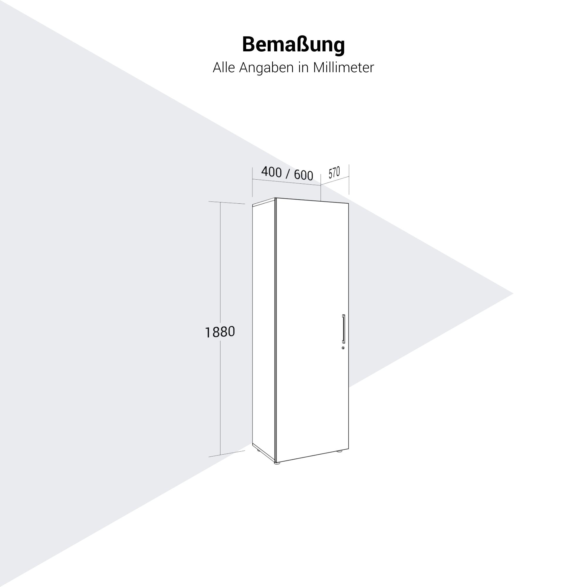 PRO Gabinetto di Cloakroom | 5 OH, 400 - 600 x 1880 mm, morbido -close, grafite / bianco