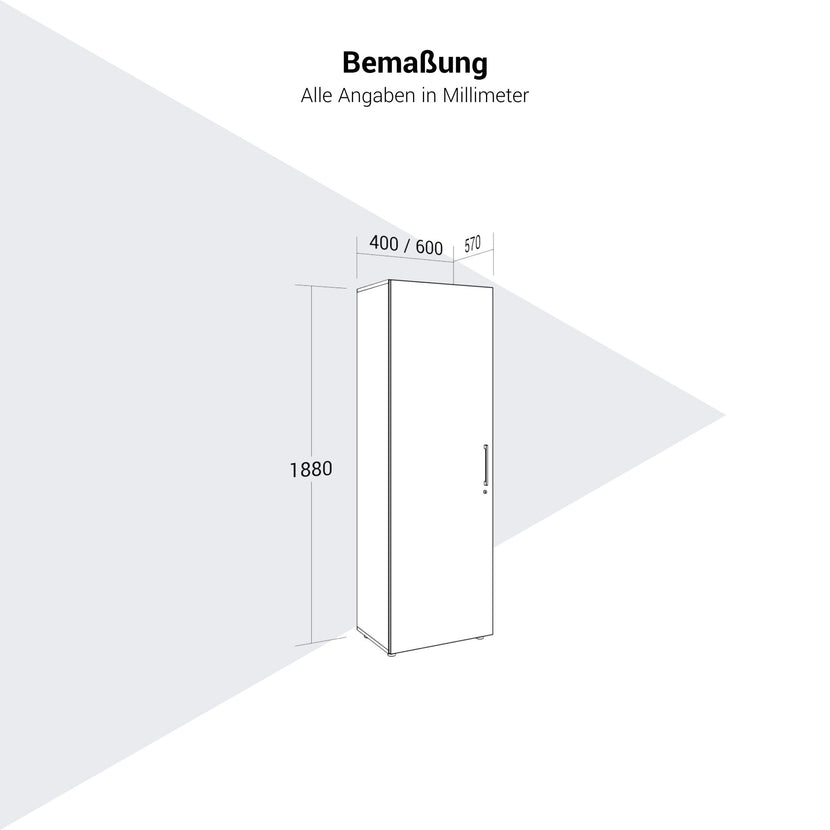 PRO Gabinetto di Cloakroom | 5 OH, 400 - 600 x 1880 mm, morbido -close, grafite / bianco