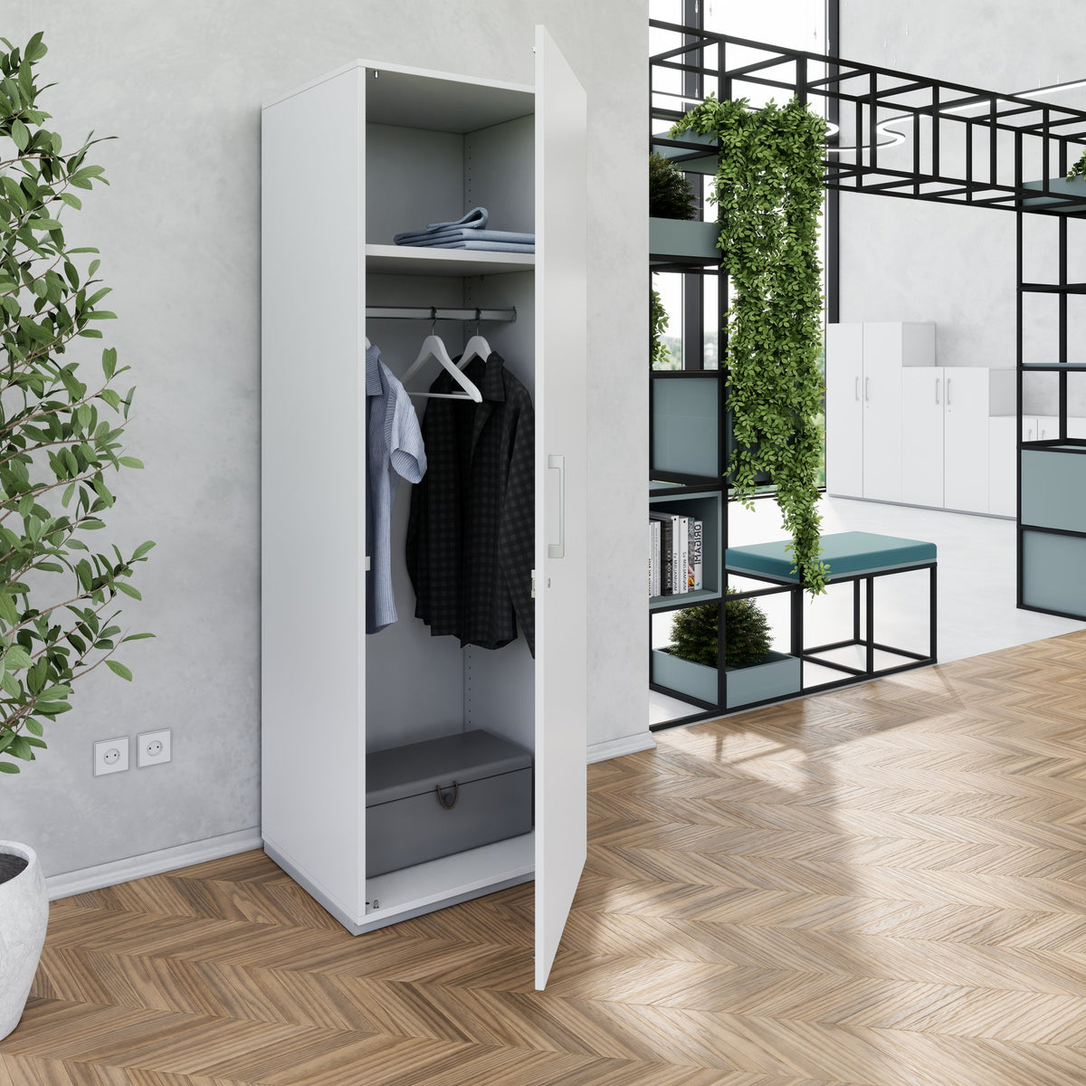 PRO Garderobenschrank | 5 OH, 400 - 600 x 1880 mm, Soft-Close, Grau - 15 Lightbox Main Image