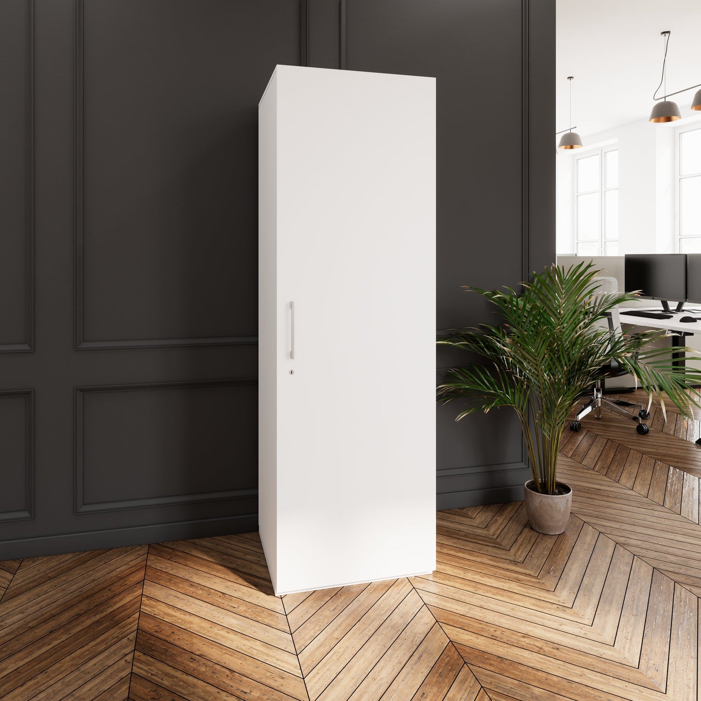 PRO Cloakroom cabinet | 5 Oh, 400 - 600 x 1880 mm, soft -close, white