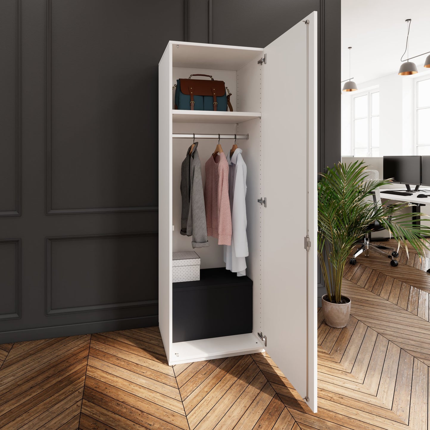 PRO Cloakroom cabinet | 5 Oh, 400 - 600 x 1880 mm, soft -close, white